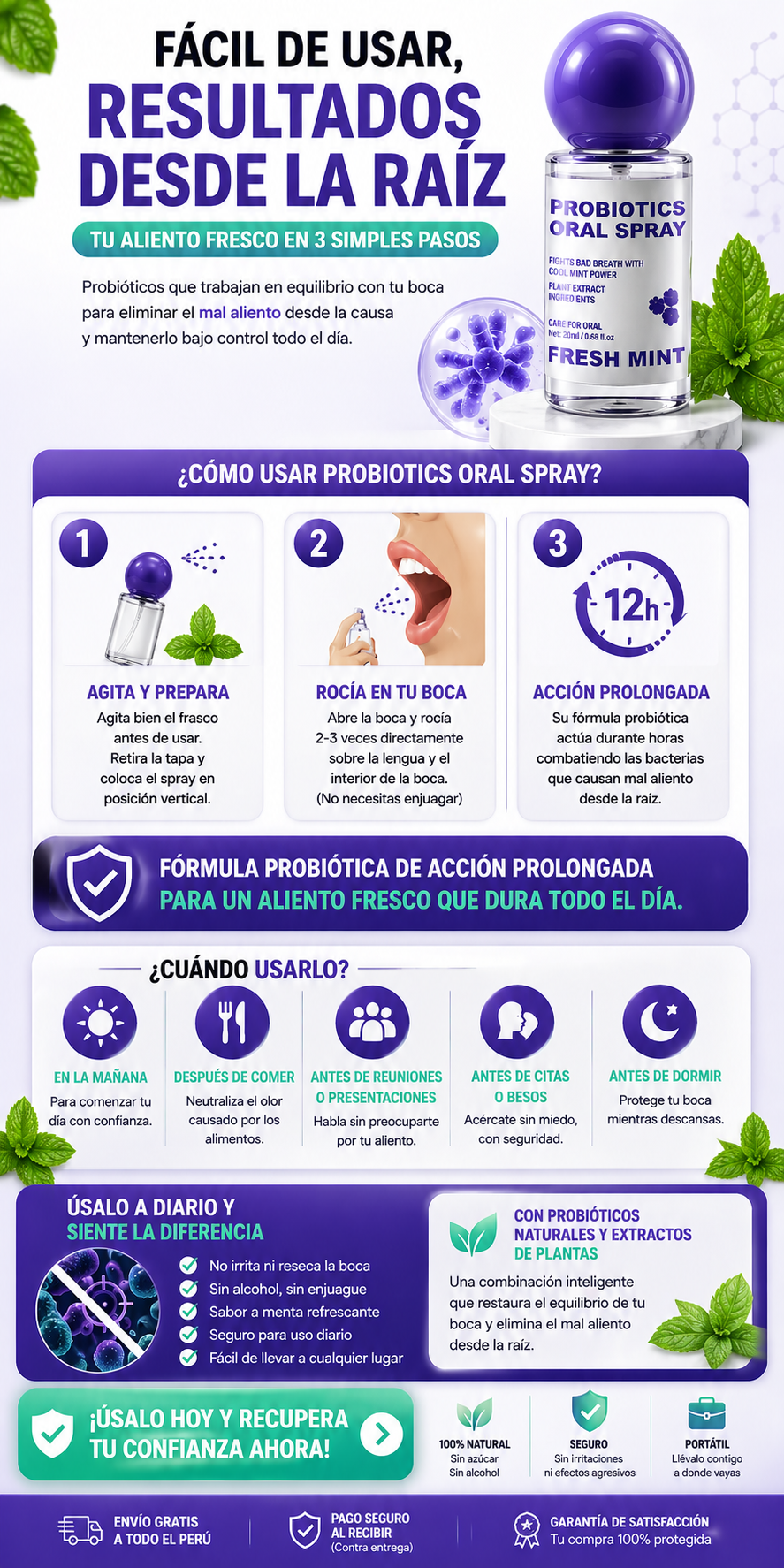 Social Fresh - Spray con probioticos elimina el mal aliento