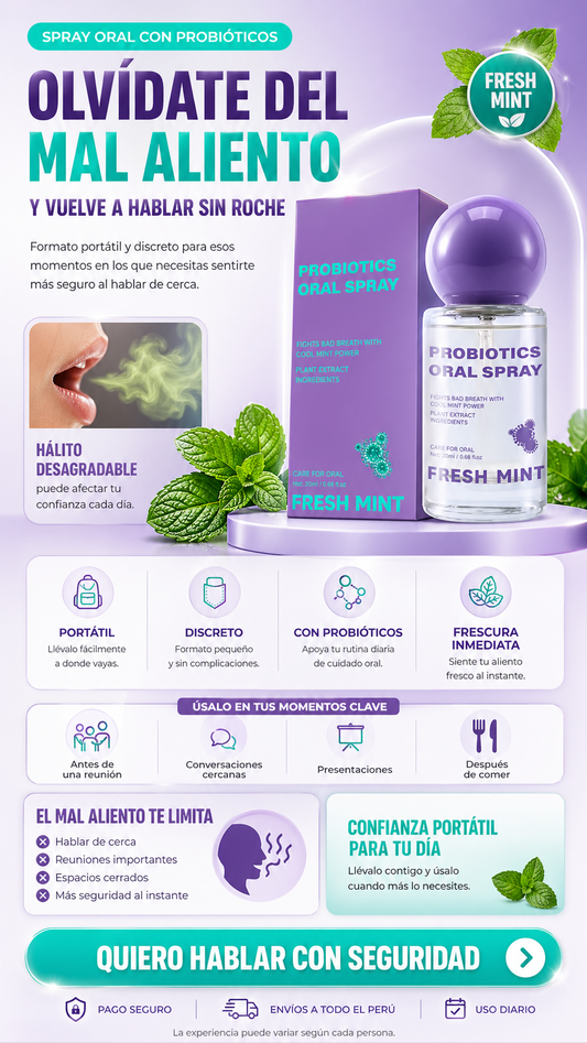 Social Fresh - Spray con probioticos elimina el mal aliento